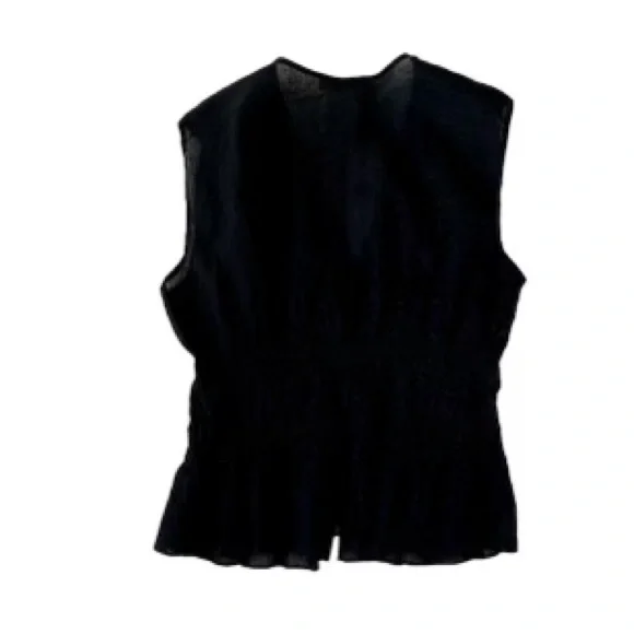 Frame Ruched V-Neck Sleeveless Black Blouse Women’s Size Large - Picture 4 of 7